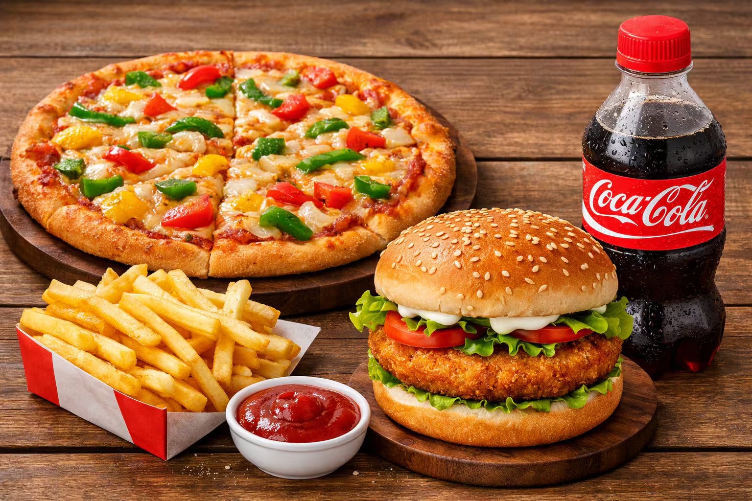 Pizza [9 inches] with French Fries and Coke
